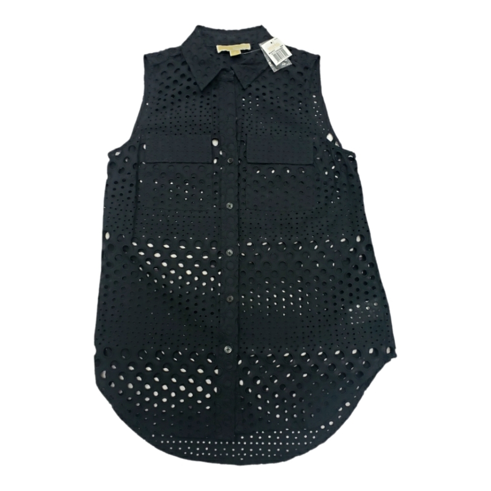 MICHAEL Michael Kors Sleeveless Eyelet Top Black Medium